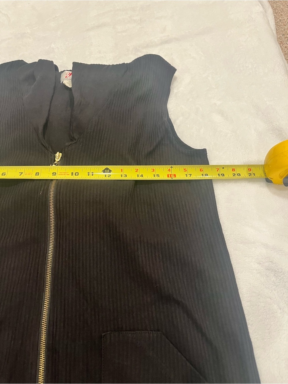 Vintage P.C. Collections Black Ribbed Hooded Vest Dress Zip Up Nautical Wheel-S - Picture 5 of 7